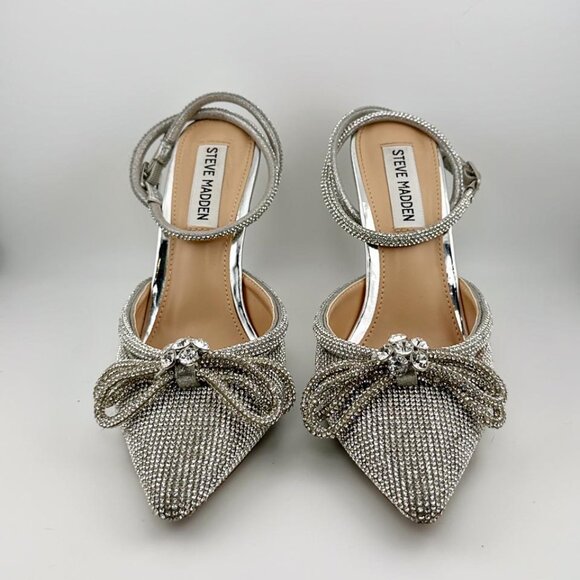 Steve Madden Mcbling Rhinestone Bow Pointed Stiletto Heels (US 6.5M) - Picture 1 of 9